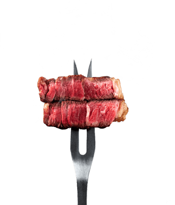 Image of a serving fork with steaming steak on it from Paschall Farms