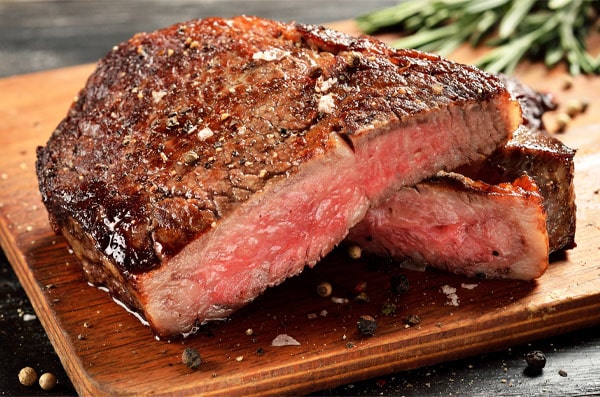 Image of a nice, juicy cooked steak from Paschall Farms